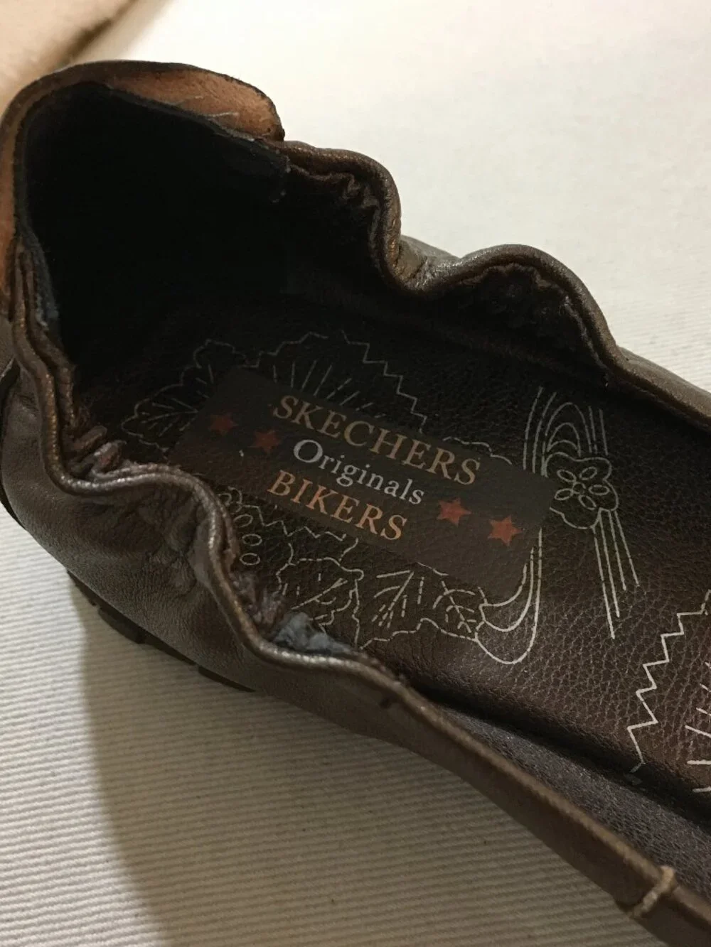 NWOT Skechers Originals Bikers Peep toe Shoe Bronze Brown